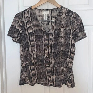 Midnight sky snakeskin print button up top